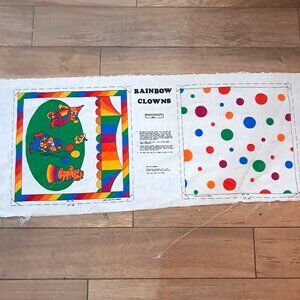 Vintage General Greetings Rainbow Clown Panel Cut Sew Fabric pillow craft bright